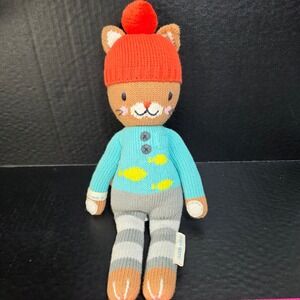 Cuddle + Kind Maximus the Cat Plush Doll Little 14" Knit Handmade Peru